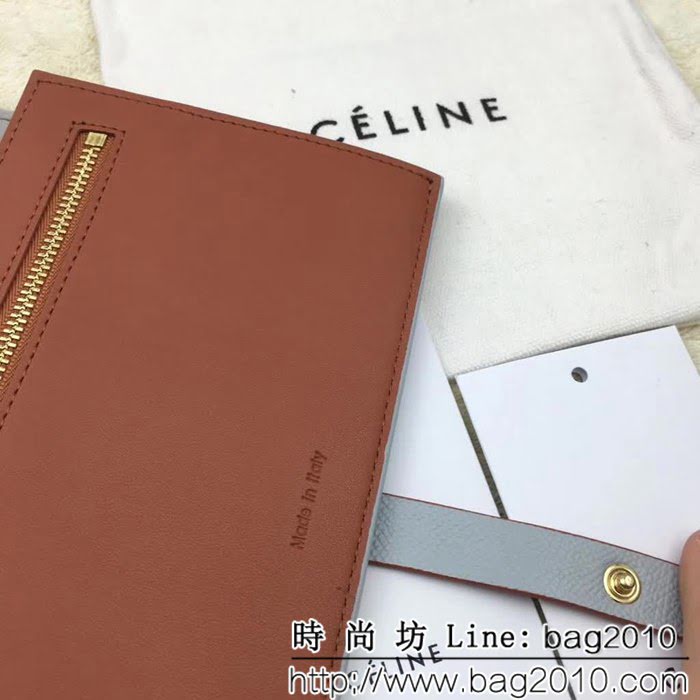 CELINE賽琳原單 專櫃 手掌紋牛皮搭扣拼色錢夾 4148 SL1689